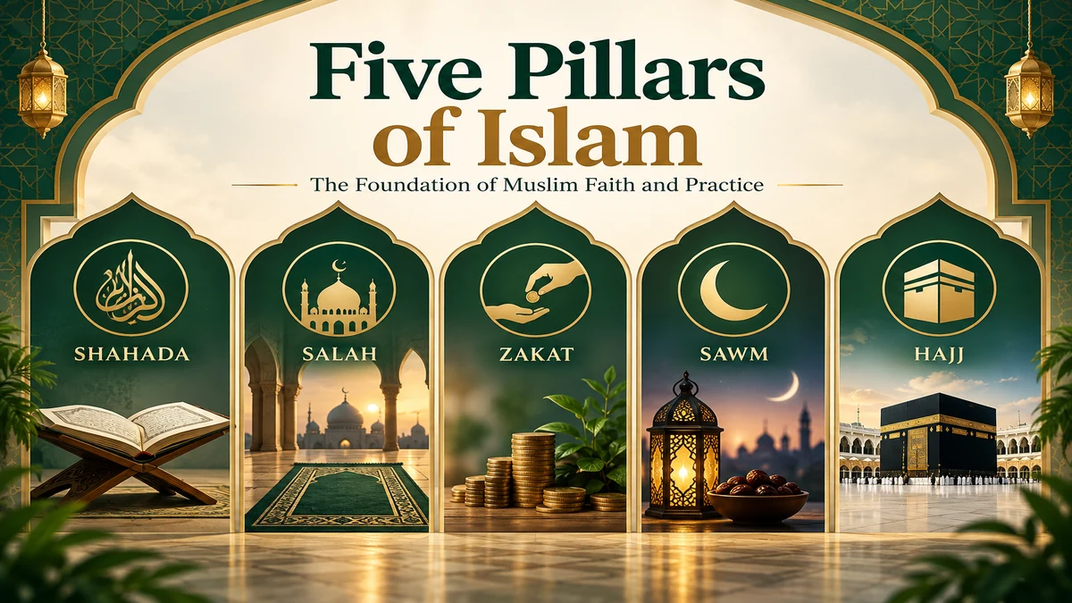 Five Pillars of Islam — Shahada, Salah, Zakat, Sawm and Hajj